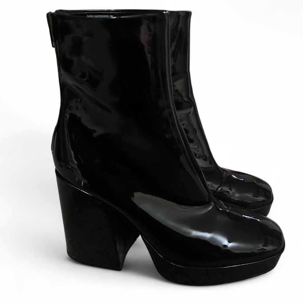 steve madden 9 black patent leather boot heels - Picture 3 of 6